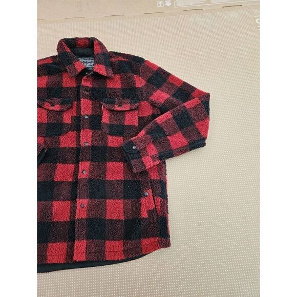 VTG Levi's Men's Buffalo Plaid Sherpa Trucker Jacket Size Medium Snap Button - Picture 14 of 16